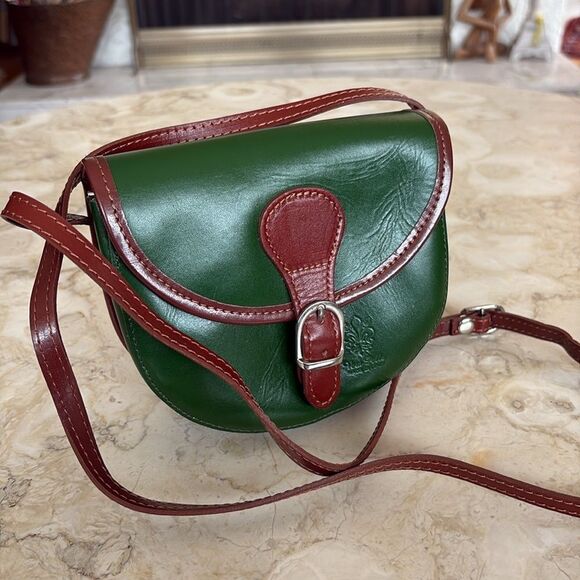 NWOT Vera Pelle Vintage Italian Leather Mini Saddle Bag Shoulder/Crossbody - Picture 2 of 14